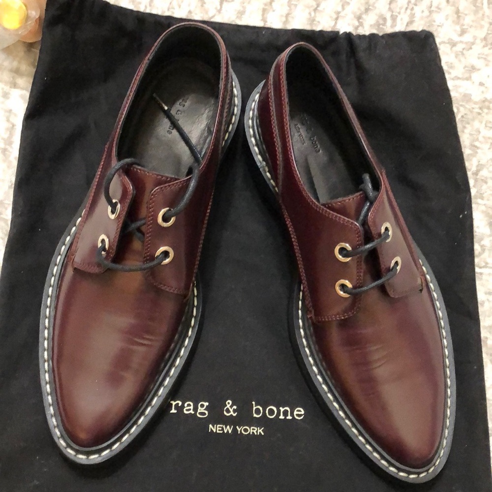 Rag &Bone Kenton Leather Brouges in Merlot size 40